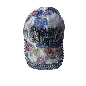 OMG Floral Lace Baseball Cap Hat Rhinestone‎ Studded Embellished